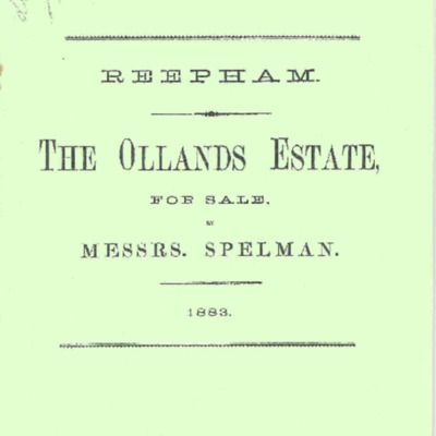 Ollands Estate Sale Brochure 1883 (Modern Copy)